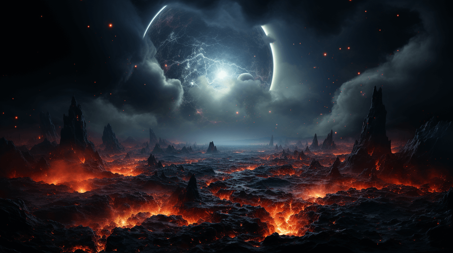 an-alien-landscape-with-lava-and-fire-in-the-foreground